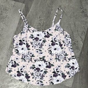 Torrid Cream and Purple Floral Camisole Like New!